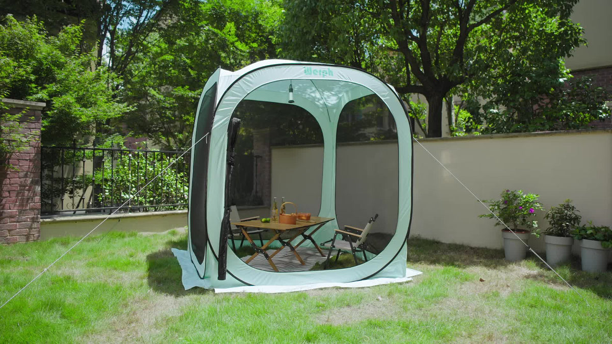 WERPH Screen Tent Camping Canopy 12x12, Screen Room with Mosquito Tent,Pop Up Screen Tent Canopy with Mosquito Net,Outdoor Tent Canopy,Pop Up Gazebo for Lawn & Garden,Parties or Camping,Beige