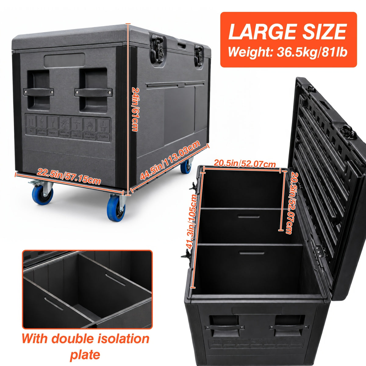 ATA Road Case Utility Trunk by Diandian — Stackable HDPE Transport Case on Locking Casters for Pro Audio and DJ Gear