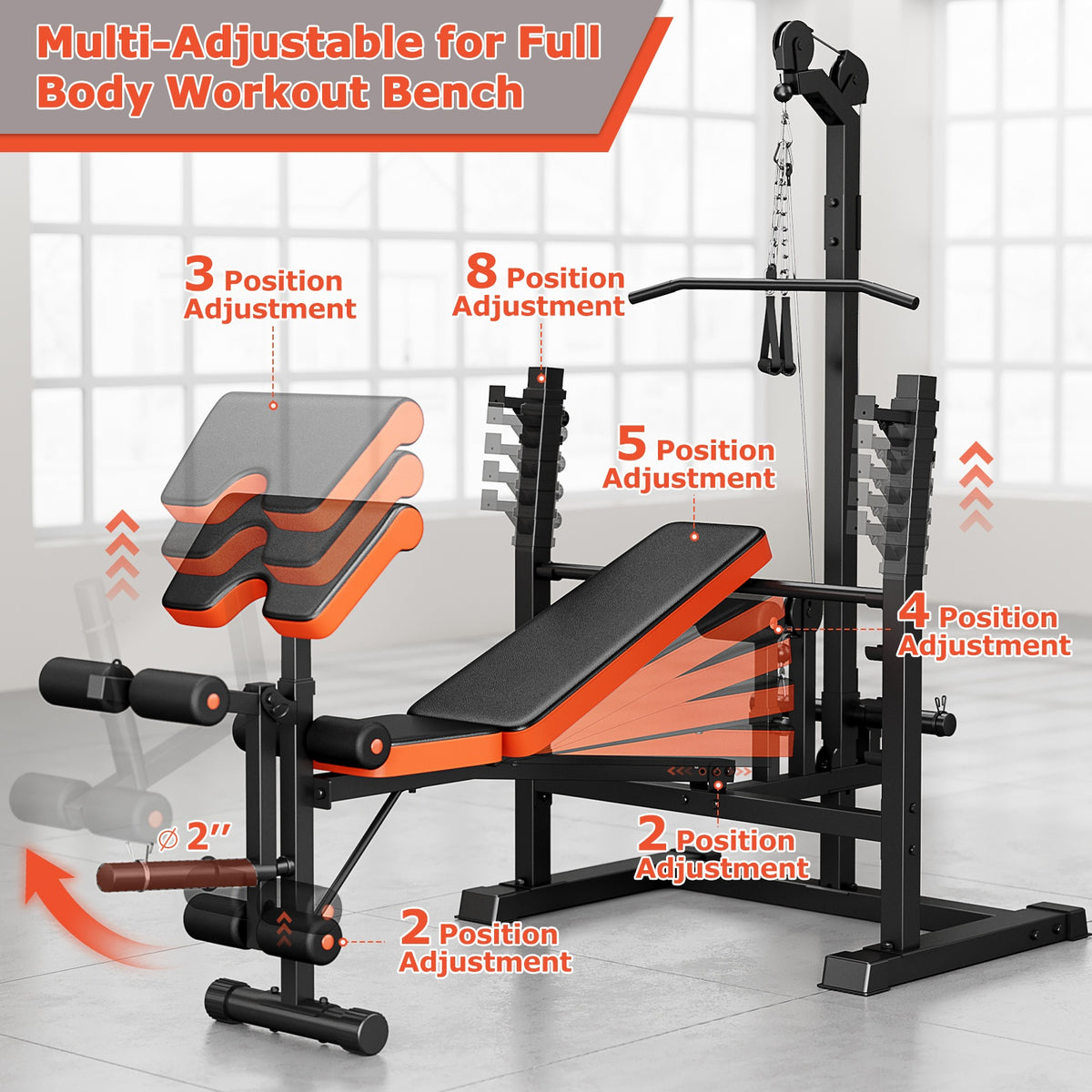 14-in-1 Adjustable Weight Bench, Heavy-Duty Workout Bench for Full Body Strength Training, Multi-Functional Home Gym Fitness Equipment, Durable & Space-Saving Design, Easy Installation, Professional Training Bench