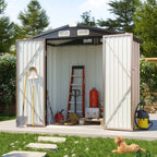 Outdoor Storage Shed with Padlock-Ready Doors and Sloped Roof for Garden Tools, Bikes or Seasonal Item Storage