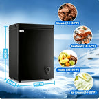 WANAI 3.5 Cu.Ft Chest MINI Freezer Adjustable 7 Thermostat Compact Deep Freezer Top Door Low Noise with Removable Basket