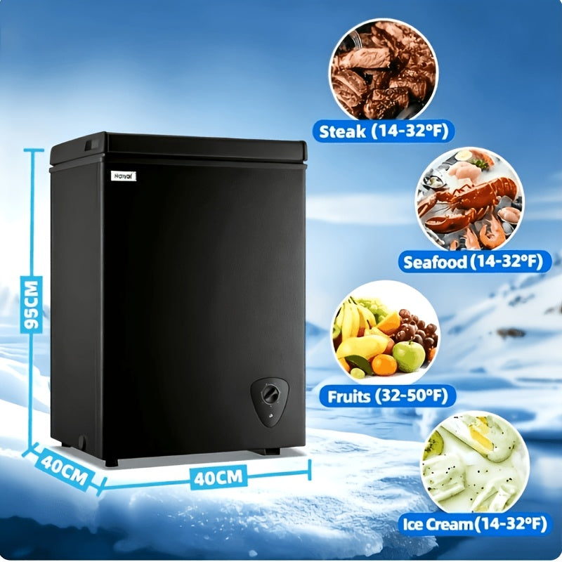 WANAI 3.5 Cu.Ft Chest MINI Freezer Adjustable 7 Thermostat Compact Deep Freezer Top Door Low Noise with Removable Basket