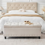 Ottoman With Storage, Storage Bench With Button-Tufted, End Of Bed Storage Bench Safety Hinge With Rivets, Large Storage Ottoman Bench For Bedroom, Living Room, Foot Of Bed