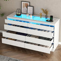 Chest of Drawer, 8-Drawer Dresser with Glass Top And Power Outlet, White Dresser for Bedroom, Modern Double Wide Drawer Organizer Cabinet for Bedroom, Living Room (15.75" D X 47.24" W X 30.71" H), Storage Drawer Units