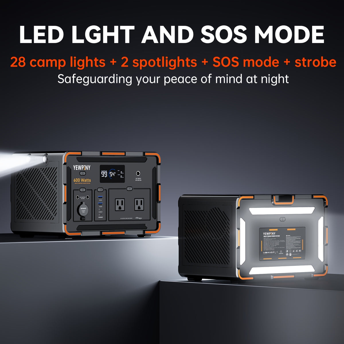 [Portable, Fast Charging] 300W/600W YEWPINY Portable Power Station, Featuring Fast Charging, 259Wh/599.4Wh Lithium-Ion Battery Solar Generator, 17,500mAh/27,000mAh High-Capacity Lithium-Ion Battery, Ideal for Home Use, Outdoor Trips, Camping, Hunting, and