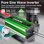 Pure Sine Wave Inverter 10000 Watt (Peak) Vehicle Power Inverter, Converts 12 Vdc to 110 Vdc to 120 Vdc, with LCD Display, Remote Control and Troubleshooting, 4 US Sockets for Car Onboard Chargers, for Home Solar Systems, RV's, and Vans, without Batteries