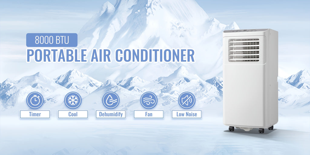 Portable Air Conditioner 8000 BTU(4400 BTU SACC), AC Unit with Dehumidifier Fan 3-in-1. Ft. Portable AC with Remote Control, 24H Timer, Digital Display,40dB Low Noise for Bedroom, Living Room, Dorms, Office