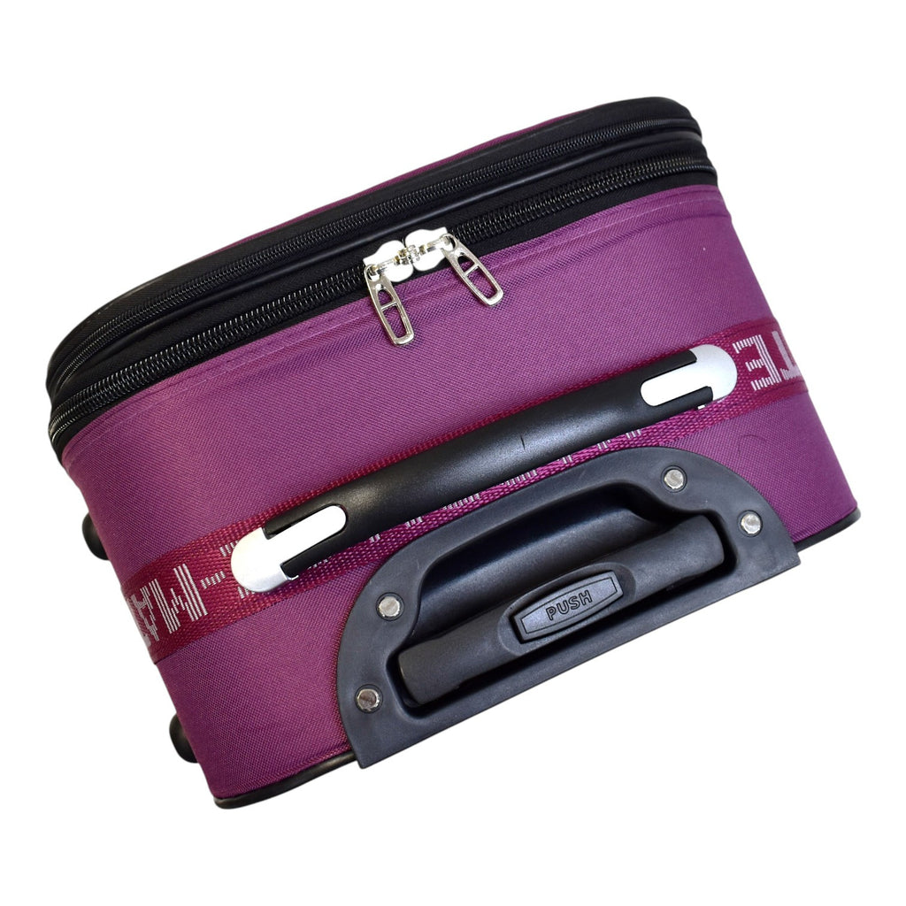 Karriage-Mate 4-Piece Expandable Softside Luggage Set – 20” Carry-On, 25”, 29”, 30” Suitcases – Lightweight Travel Bags with Embossed City Design – Durable Fabric, Telescopic Handles, built-in Lock – Black, Grey, Purple