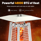 Patio Heater, 2in 1Patio Propane Heater 48, 000 Btu Patio Outdoor Heater, Quartz Glass Tube Propane Heater with Cover And Gloves, Wheels And Ground Nail