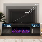 70“ Fireplace TV Stand with 36" Electric Fireplace Up to 80" TVs, Led Entertainment Center with High Glossy Doors, Modern Wood Media TV Console for Living Room