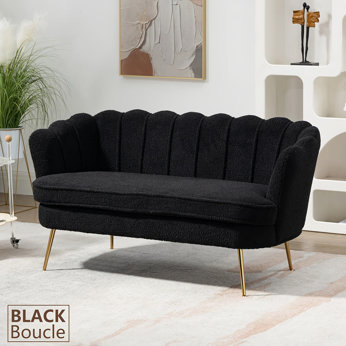 Comfy Loveseat Sofa Small Couch 2-Seater Sofa with Golden Metal Legs for Living Room, Bedroom, Apartment
