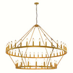 [Modern Farmhouse Chandelier] Modern Farmhouse Chandelier 2 Tier Round Wheel Chandelier Large High Ceiling Light