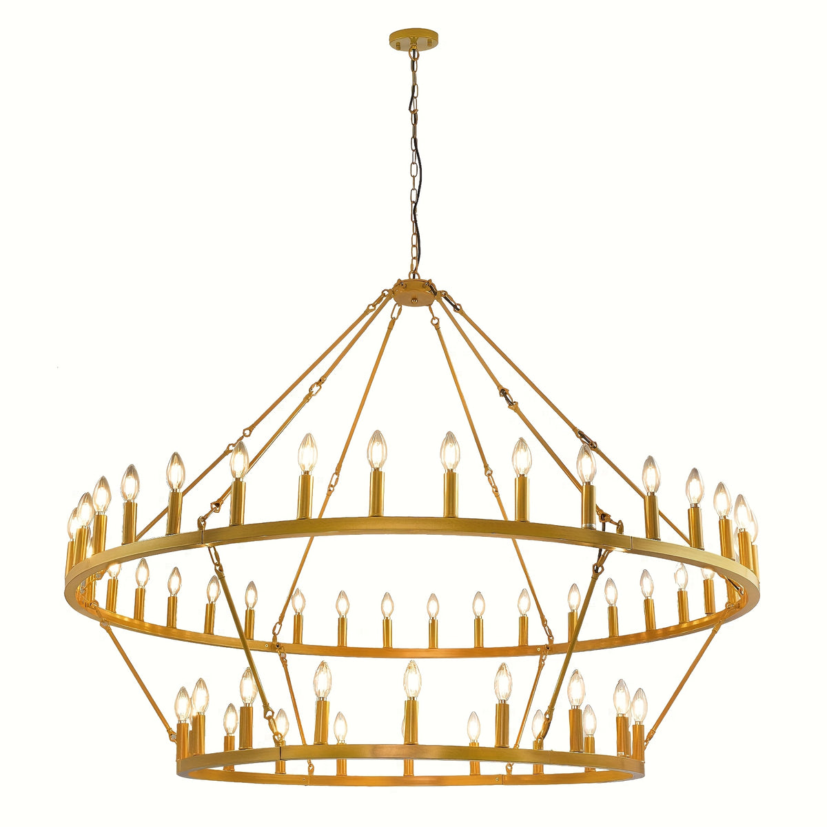 [Modern Farmhouse Chandelier] Modern Farmhouse Chandelier 2 Tier Round Wheel Chandelier Large High Ceiling Light