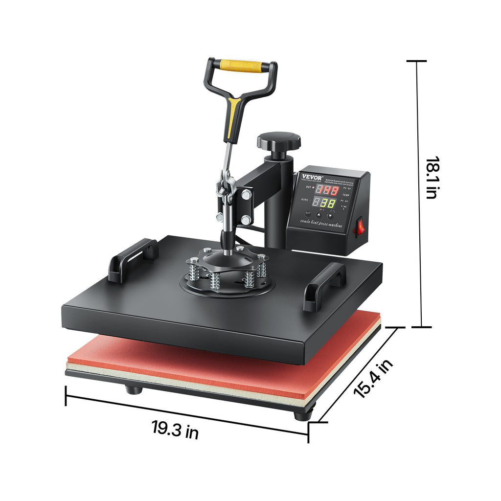 VEVOR Heat Press Machine 2-In-1 15x15in Sublimation Print Transfer DIY T-shirt Cap