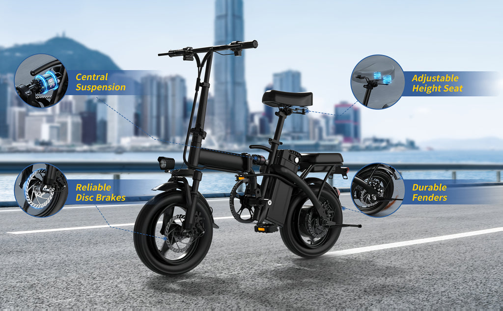 Electric Bike 48V Battery, Brushless Motor, 15-20MPH, Folding Electric Bicycle for Adults, Lightweight Commuter E-Bike with Removable Lithium Battery, Suitable for Urban Commuting, The Best Choice for A Gift, Easy Assemble, Portable Compact Design