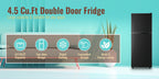 Mini Refrigerator with Separate Freezer and 7-Level Thermostat — WANAI Black, 3.5 or 4.5 Cu. Ft.