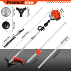 5-in-1 52cc Lawn Mower, Multifunctional Gasoline Lawn Mower, Small Household Irrigation Lawn Mower, Foldable Handheld Lawn Mower/wheel Edge Machine/mini Lawn Mower, Suitable for Lawns