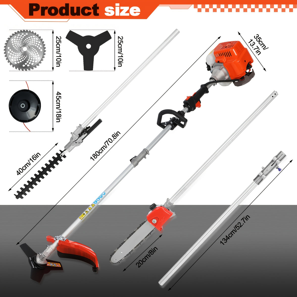 5-in-1 52cc Lawn Mower, Multifunctional Gasoline Lawn Mower, Small Household Irrigation Lawn Mower, Foldable Handheld Lawn Mower/wheel Edge Machine/mini Lawn Mower, Suitable for Lawns