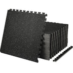 VEVOR 25 PCS 1/2 inch Thick Gym Floor Mats, 24" x 24" EVA Foam & Rubber Top Interlocking Workout Floor Mats with 100 sq.ft Coverage, Exercise Puzzle Flooring for Gym, Home, Garage, Basement