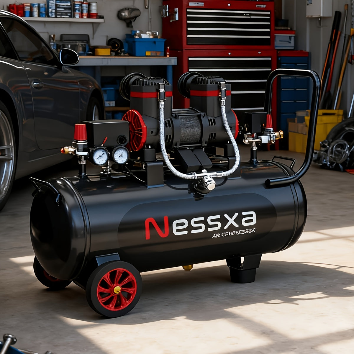 8/10/14 Gallon Ultra Quiet Air Compressor, 116PSI Oil-Free Air Compressor Tank, 110V/60Hz, 70dB Air Compressor for Car Repair, Spray Painting, Woodwork Nailing