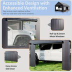 [Extra Large Carport] 12X20 10X20 FT Extra Large Heavy Duty Carport, Upgraded Portable Garage Car Canopy with Roll-Up Ventilated Windows, Removable Sidewalls, Waterproof UV Resistant All-Season Tarp for Parking, Dark Gray Or