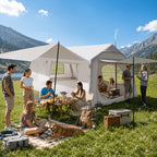 LILYPELLE 6-12 Person Ridge-Style Inflatable Camping Tent with Manual Pump, Large Mesh Windows And Curtain Divider, Four-Season Use, Easy Setup, Ideal for Groups And Families