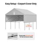 VEVOR Carport Replacement Canopy, 10 x 20 ft / 12 x 20 ft / 13 x 20 ft / 20 x 20 ft Potable Garage Tent Top Tarp with Sidewalls, UV-Resistant & Waterproof, Heavy Duty Car Shelter Tarp with Ball Buggees, Beige / Grey, Frame Not Included