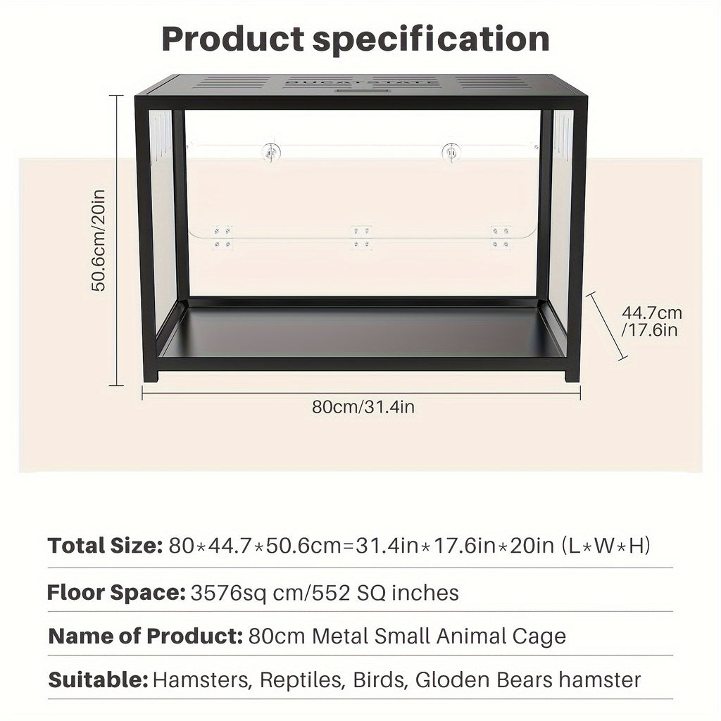 [Hamster Cage Metal] Bucatstate 80/100cm Hamster Cage Metal Small Pets Habitats Large Stackable With Top Access Easy Assemble, Dwarf Syrian Hamster House Guinea Pig Cage