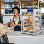 5-Tier Food Warmer Pizza Warmer Countertop, Food Warmer Display Pretzel Warmer with LED Lighting Removable Shelves Glass Door, Pastry Display Case for Buffet Restaurant Cafe, 110V 800W