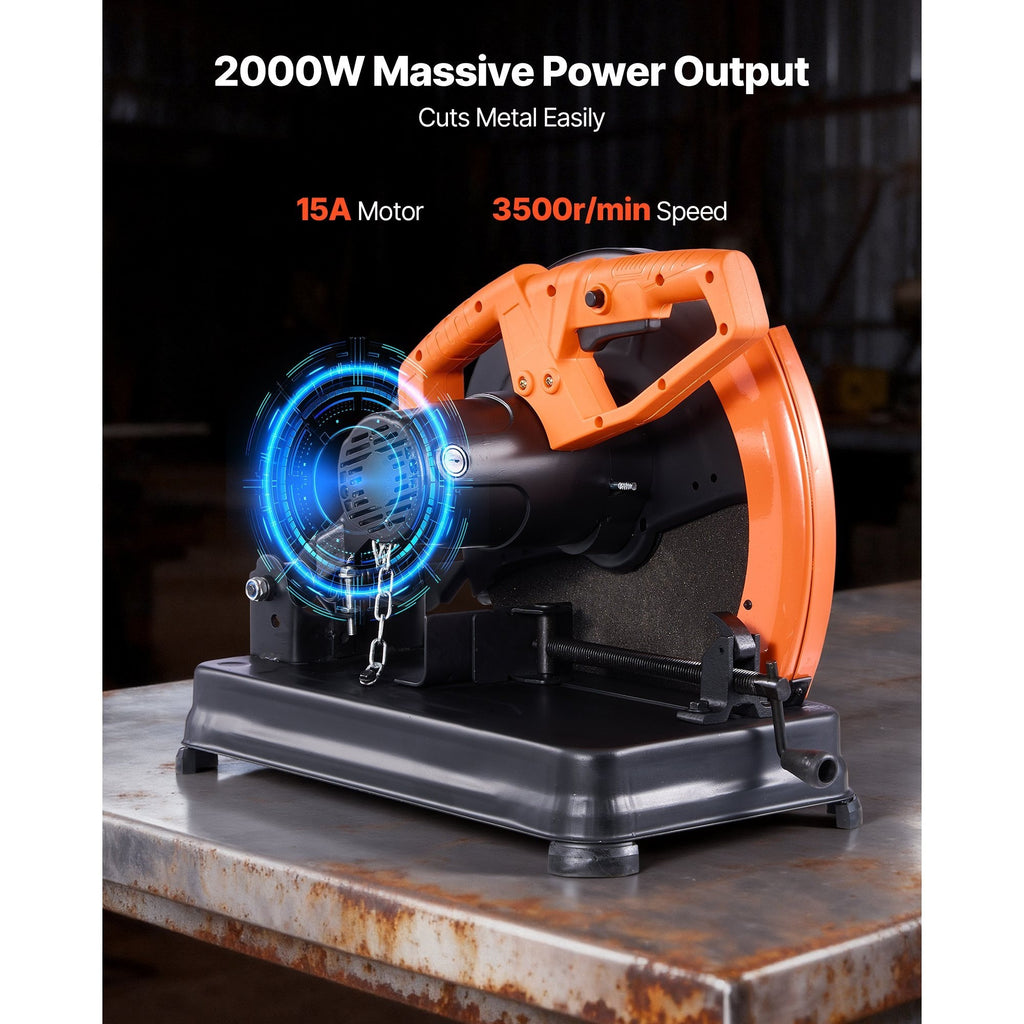 VEVOR Chop Saw, 7-14-inch Stainless Steel Cold Cut Blade,1200W (120V/60HZ)/2000W (120V/60HZ)/3500 W (240V/60HZ) Powerful Brushless Motor, 750-1200 r/min Adjustable Speed, Metal Cutting Chop Saw for Metal Square and Flat Tubes, I-Shaped Steels