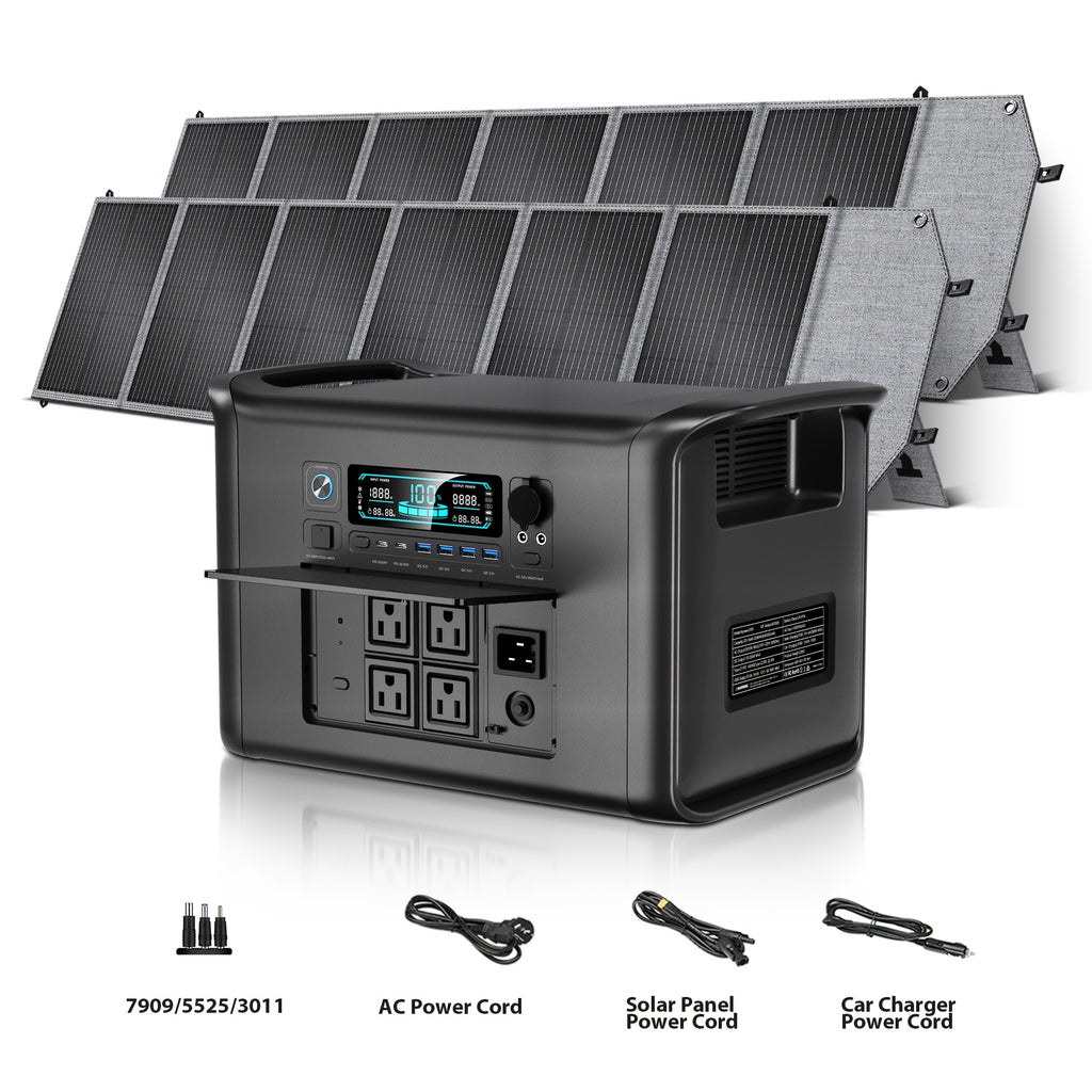 Ctolity 4800W Peak Portable Powerstation, 2400W Rate Power, UPS Function, Lifepo4 Battery, 400W/200W/100W Solar Panel Match with The Power Station, Solar Powered Survival Must Have, AP2000 2048Wh 2400W Power Station, XP1000 1024Wh 1600W, AP400 345Wh