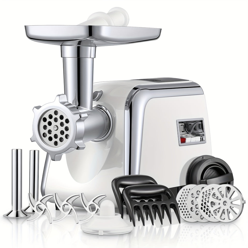 3000W Heavy-Duty Meat Grinder | 5-In-1 Multifunction Home Kitchen Machine | Stainless Steel Sausage Stuffer (2 Tubes) | Kubbe & Burger/Slider Makers | Storage Box | Commercial-Grade Power!