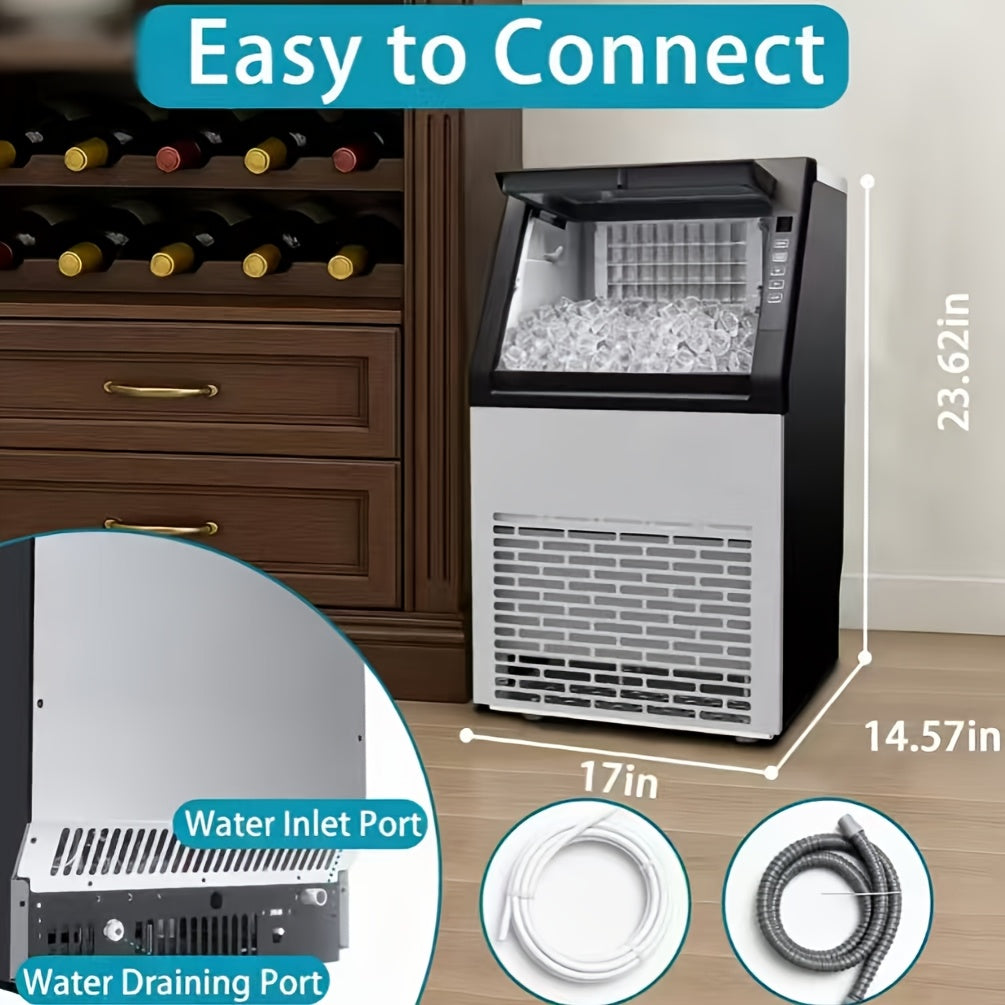 110 Lbs/24H Commercial Ice Maker, 36 Cubes/11Mins, Countertop Self-Cleaning Ice Maker, Stainless Steel Freestanding Machine, Ideal for Home Kitchen, Restaurant, Party