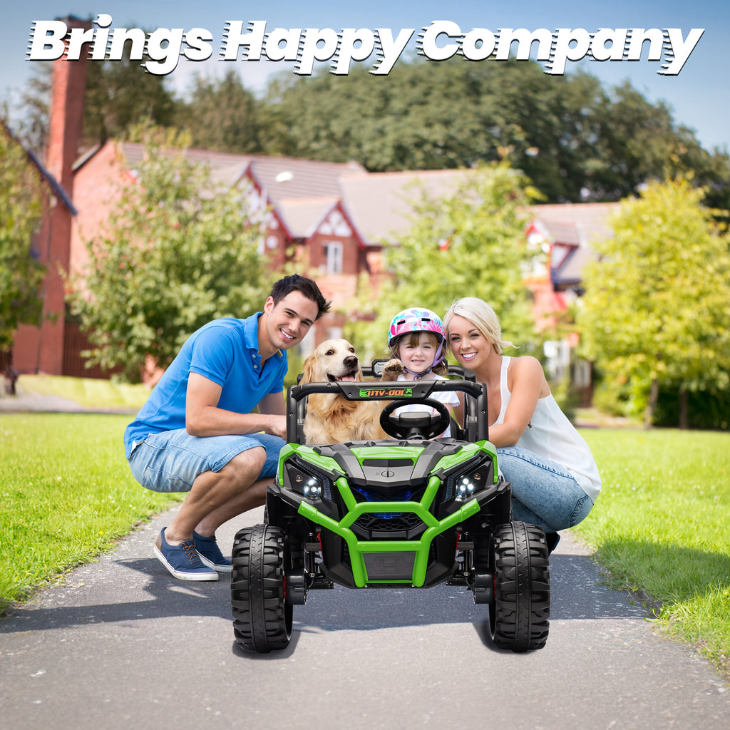 24V 2 Seater XL Ride On Toys for Kids, 4WD Electric Off-Road UTV Truck W/ Motors, Remote Control, 20" Large Seat, 5 Mph Max Speed, Electric Vehicle for KIds, Best Chrismas Gifts