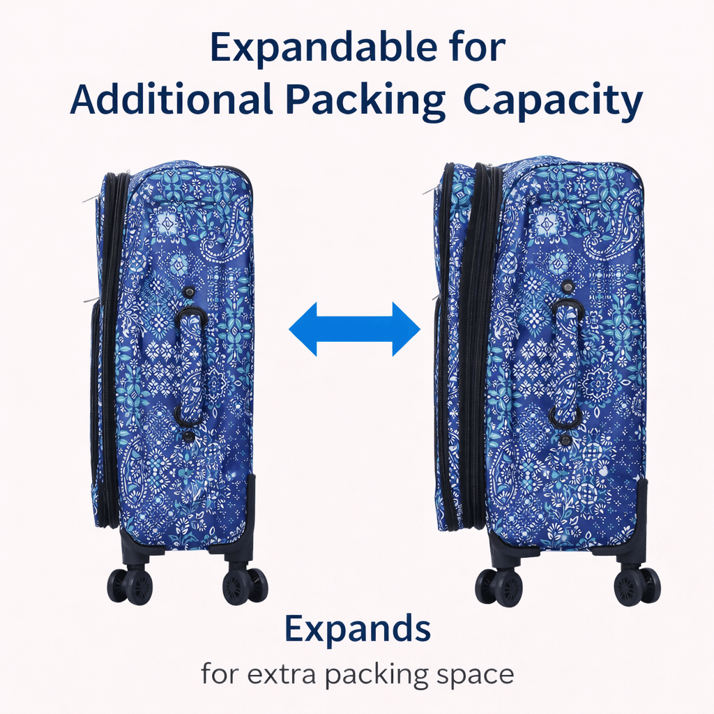 4-Piece Softside Spinner Luggage Set (20+24+28+32 inch) Lightweight Travel Suitcases with 360° Wheels, Telescopic Handle, Multi Pocket Design