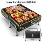 Charcoal BBQ Grills Outdoor - Barrel Charcoal Grill with Offset Smoker(Model: L)/ Outdoor BBQ Grill with Side Table(Model:M/XL-A/XL-C)for Backyard, Patio, Parties, Camping, Outdoor Cooking, Large Event Gathering, Black