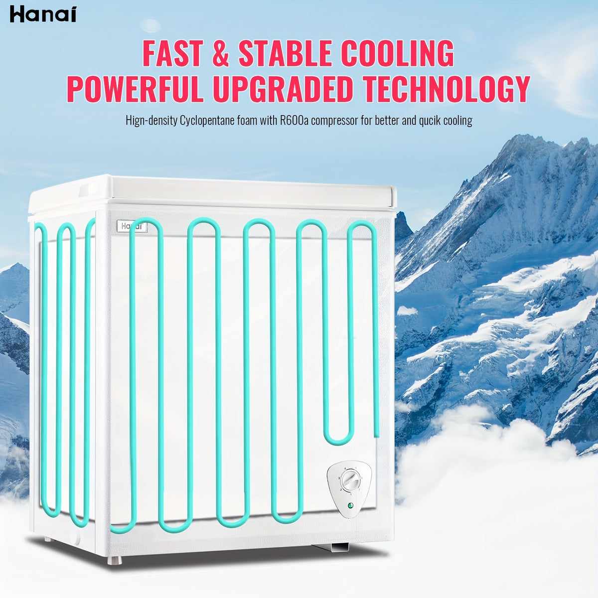 Chest Freezer WANAI 5.0 Cu. Ft. Compact Deep Freezer with Removable Basket and Adjustable Temperature Control