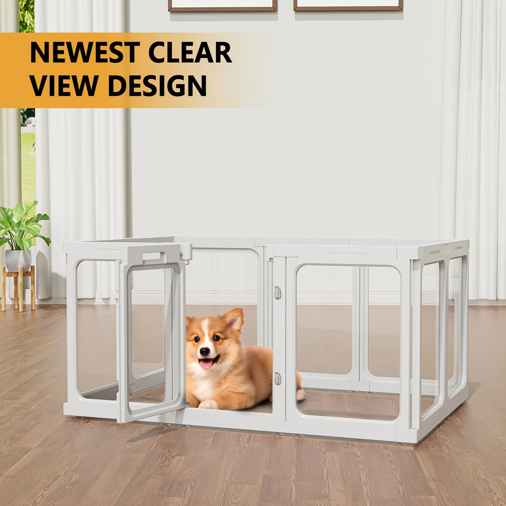 [Dog Enclosure Indoor] Acrylic Dog Enclosure With Entrance - Easy To Set Up And Maintain - Perfect Indoor Play Area For Small To Medium Dogs - Puppy Enclosure Style