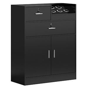 [Salon Storage Station Locker] 5 Hair Dryer Holders OmySalon Salon Storage Station Locker - Locking Drawer Beauty Barber Salon Styling Station Organizer Equipment for Hair Stylist, Two Drawers, One Storage Unit