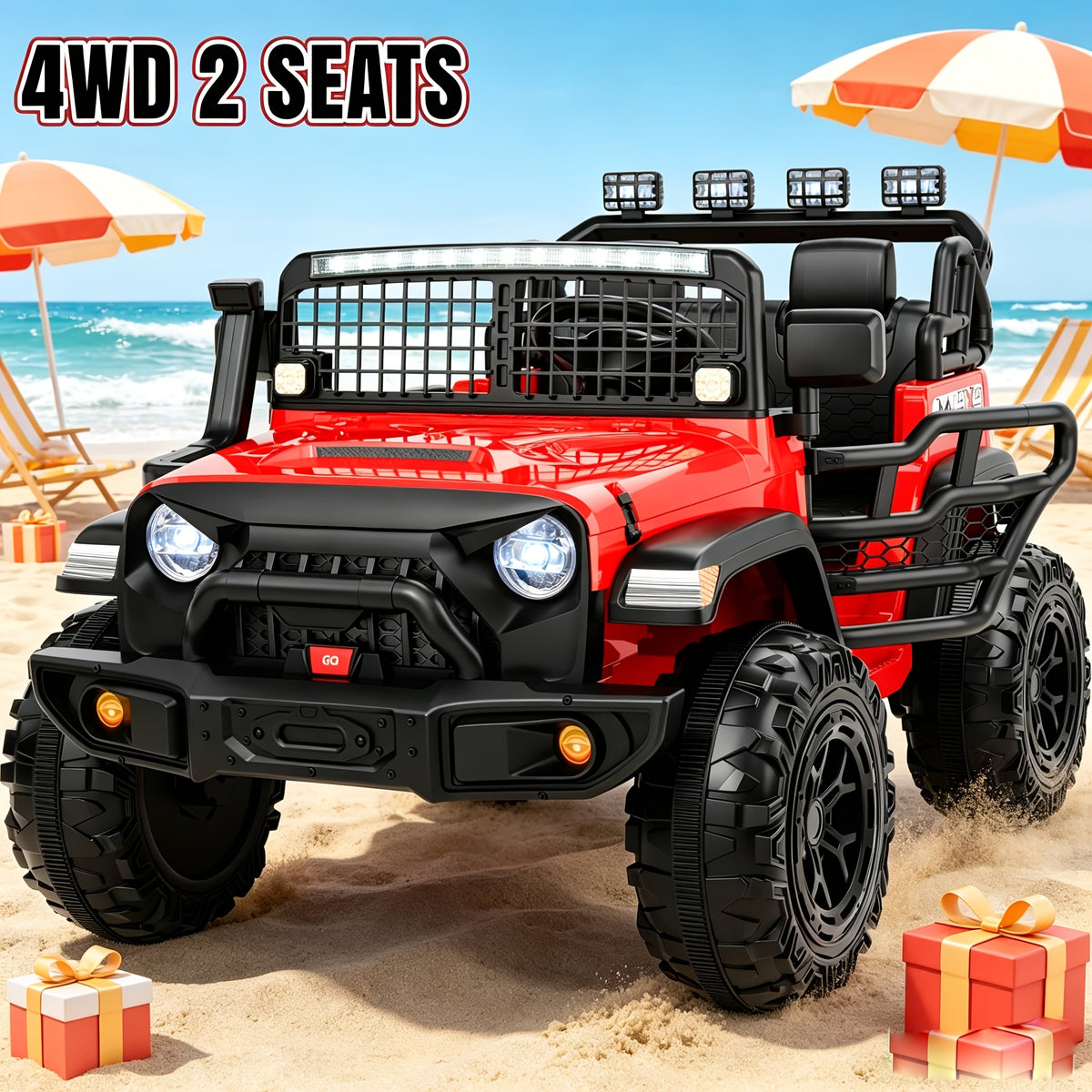 24V 4WD Kids Ride-On UTV Car with Parent Remote Control, 2-Seater, Music, LED Lights, All-Terrain Vehicle for Outdoor Fun, Ideal Gift for Boys And Girls