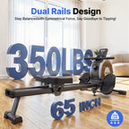 MERACH Home Rowing Machine with Magnetic Quiet Resistance, 16 Adjustable Levels, 350lbs Weight Capacity, Bluetooth App Sync, And Smooth Dual Rails