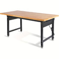 MUWOOD 48" 60" 96" Adjustable Workbench with Power Outlet, Heavy Duty Garage Table, 2000/5000 LBS Load, Pegboard & Thick Rubber Wood Top, Height Adjustable 28"-40" for Workshop, Home, Office