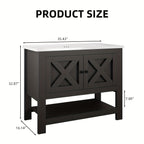 [Bathroom Vanity Cabinet] 4 Ever Winner 35-Inch Bathroom Vanity Cabinet With 2 Doors And Open Shelf, Country Style Bathroom Vanity With Sink, Black/White