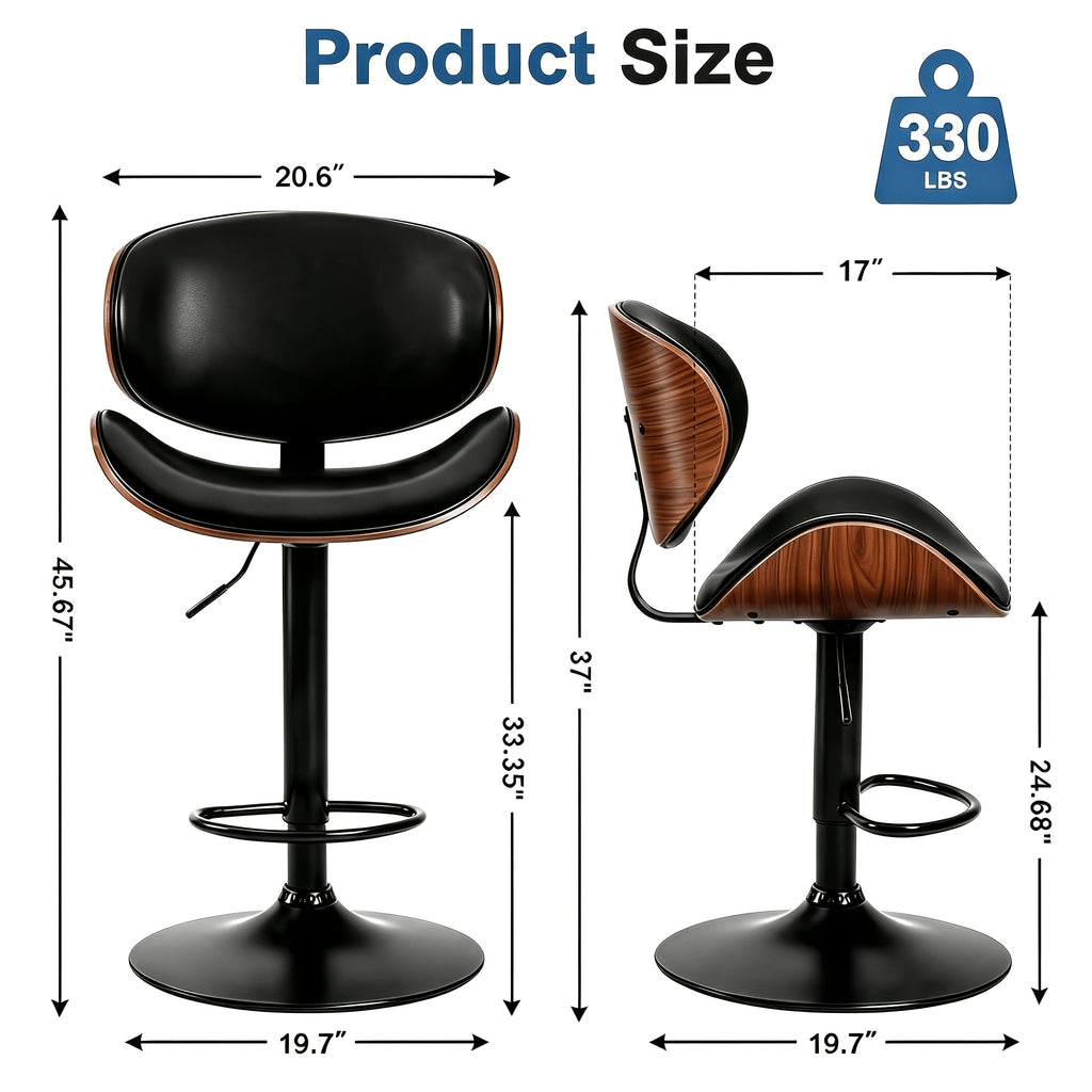 2pcs Or 4pcs for Bar Stool Set with Adjustable Height, PU Leather Seat Cushion, Ergonomic Backrest, Footrest, And Non-Slip Rubber Base, Perfect for Bars And Home Kitchen Islands