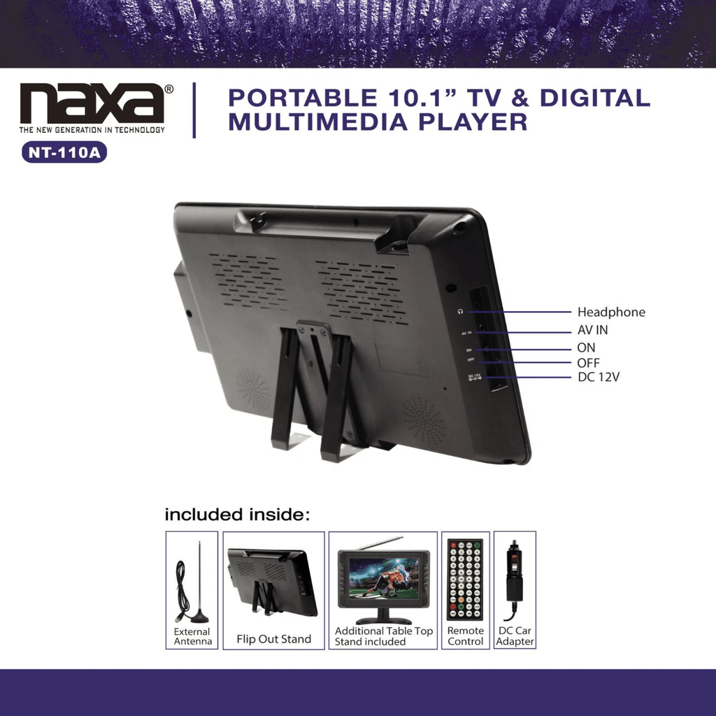 Naxa 10" Portable 12 Volt TV & Digital Multimedia Player