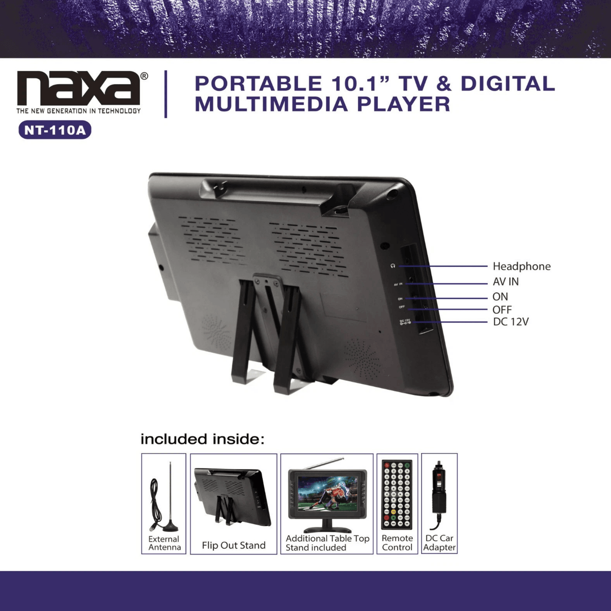 Naxa 10" Portable 12 Volt TV & Digital Multimedia Player