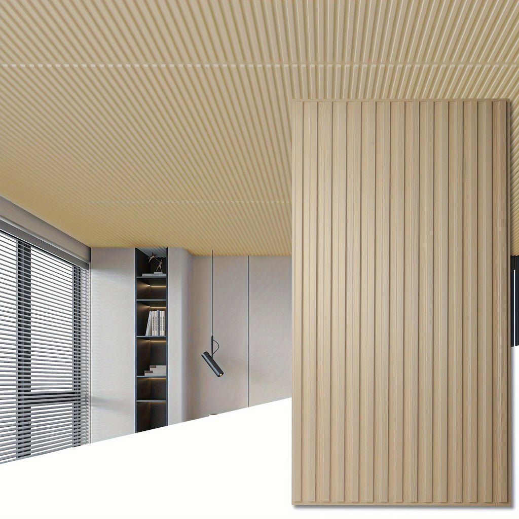 [Art3d 3D Slat Wall Panels] 12-Pack Art3d 2x4 ft 3D Slat Wall Panels - Oak Decorative Drop Ceiling Tiles - 96 Sq.ft/Case
