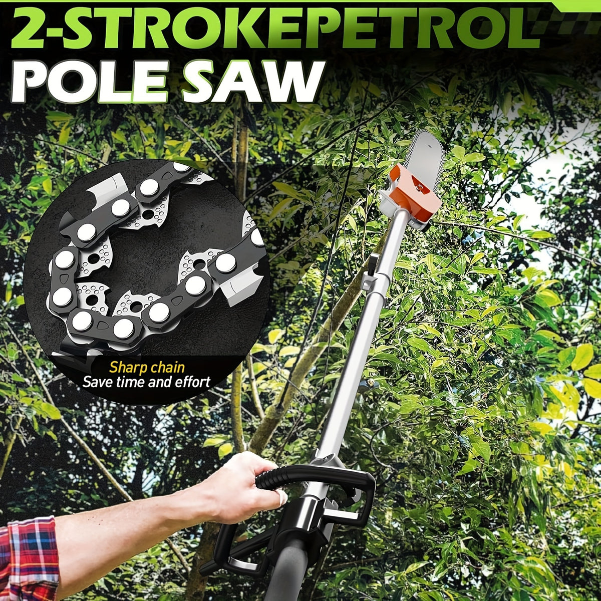 Christmas Gifts - 6in 1 52CC Gas Weed Wacker, 2-Stroke Backpack Gas Pole Saw, Adjustable Hedge Trimmer, Quality Brush Cutter with Four Types Of Mowing Heads for Trimming, Cutting, And Clearing Around Your Garden, Fence, Porch And Pathways (Orange)