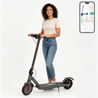 Lightweight Quick Foldable Electric Scooter for Adults, 350W Motor, 8.5 Inch Solid Anti-Slip Tires, APP & LCD Dashboard Control, Dual Brakes Safety Bell, Up to 265LBS Load, Long Range Commuter E-Scooter, Durable Aluminum Alloy Body