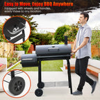 Charcoal BBQ Grills Outdoor - Barrel Charcoal Grill with Offset Smoker(Model: L)/ Outdoor BBQ Grill with Side Table(Model:M/XL-A/XL-C)for Backyard, Patio, Parties, Camping, Outdoor Cooking, Large Event Gathering, Black